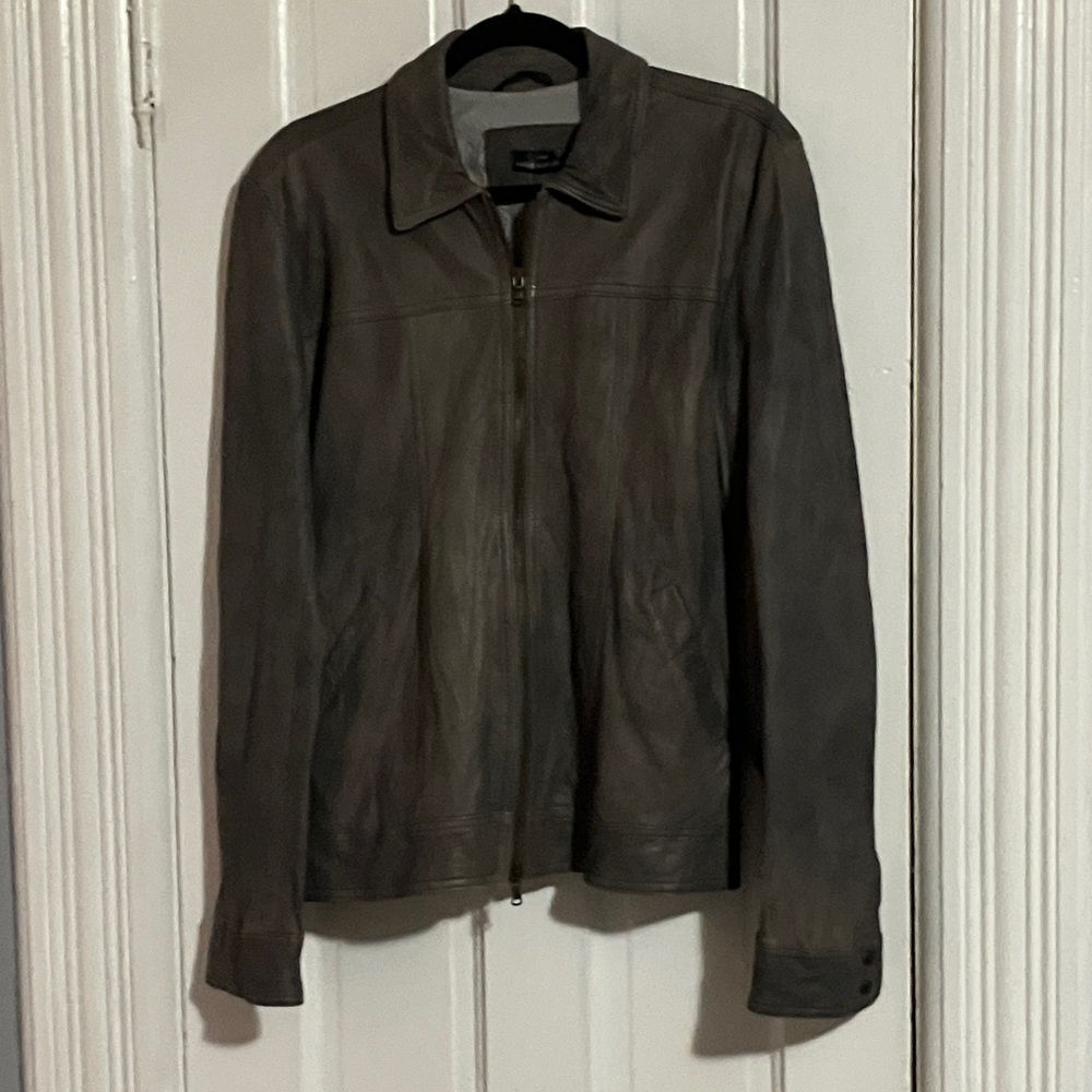 Daniele Alessandrini gray zip up Leather Jacket size medium Y2K